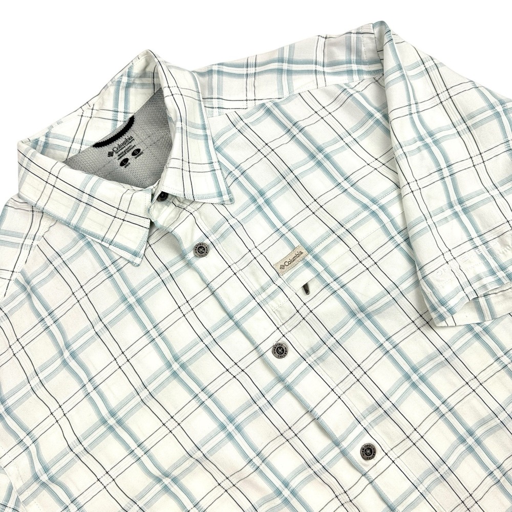 Columbia Men's Lg Plaid Shirt Omni-Shield Adv. Repellency Button Up Short Sleeve